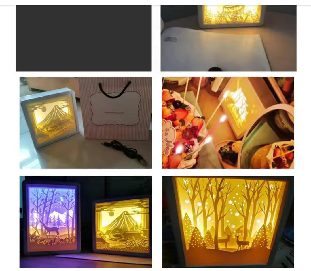 creative 3d paper carving light ornaments LEd table lamp