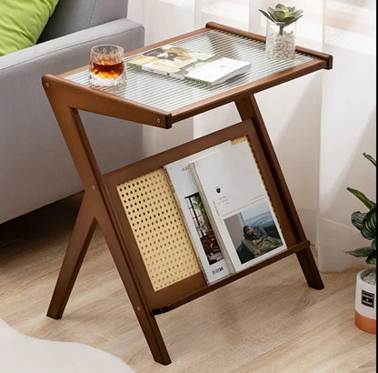 Rattan Side Table/ Bedside Table/Boho End Table