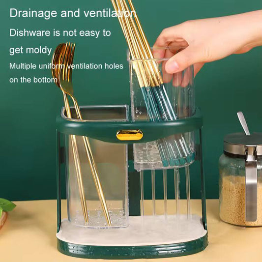 Double grid cutlery organiser with drain hole and detachable drain tray