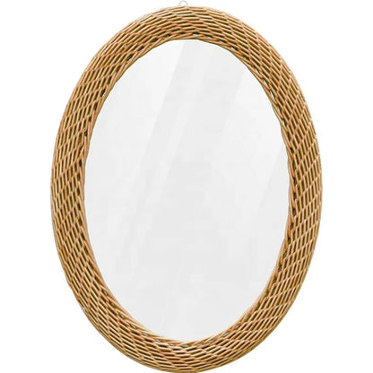 Modern Oval Rattan  Bamboo Decorative Mirro