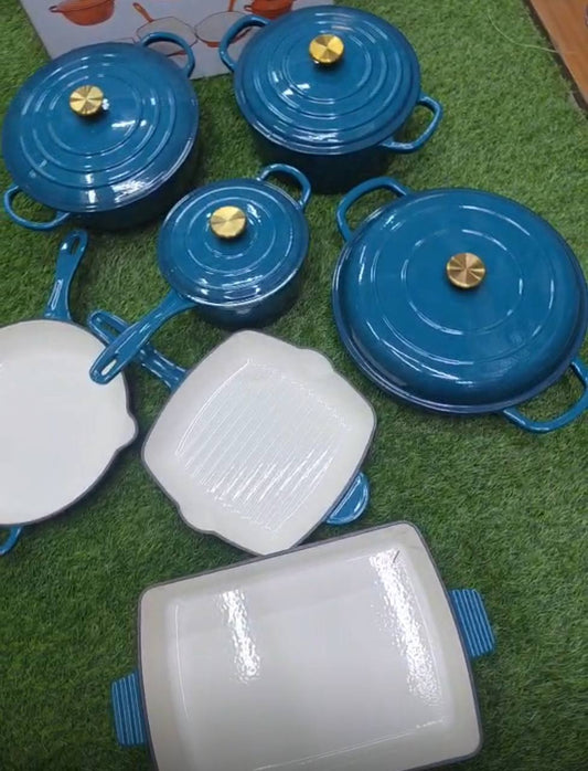 11 pcs Enamel Cast iron cooking pots
