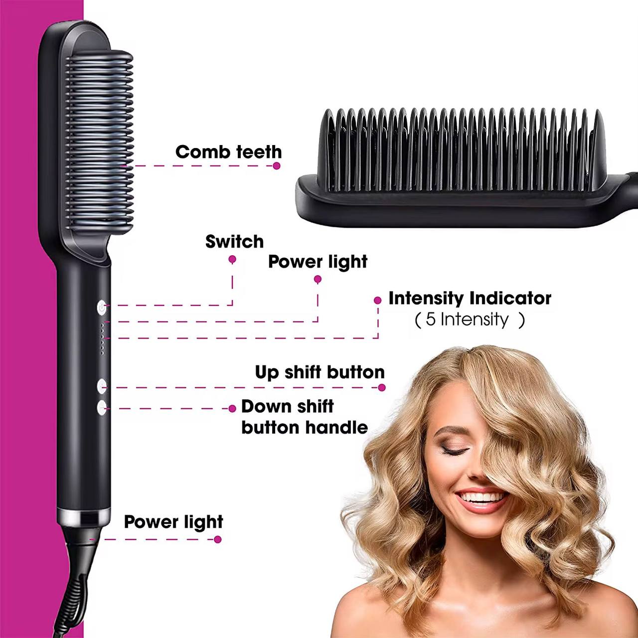 Electric hair straightener comb