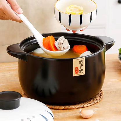 Ceramic casserole cooking pot with lid