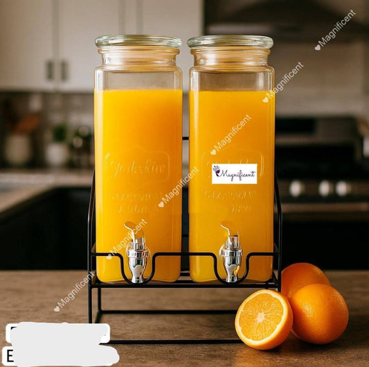 Tall Square Mason Jar Glass  Beverage Dispenser, New Fun Party Home Entertainment Glassware Water Pitcher for, Juice, Beer, Punch, Iced Tea & Cold Drinks