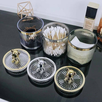 Luxury cute bear cotton swab storage box