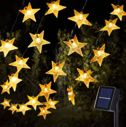 Solar Powered Outdoor Star Lights Christmas Theme