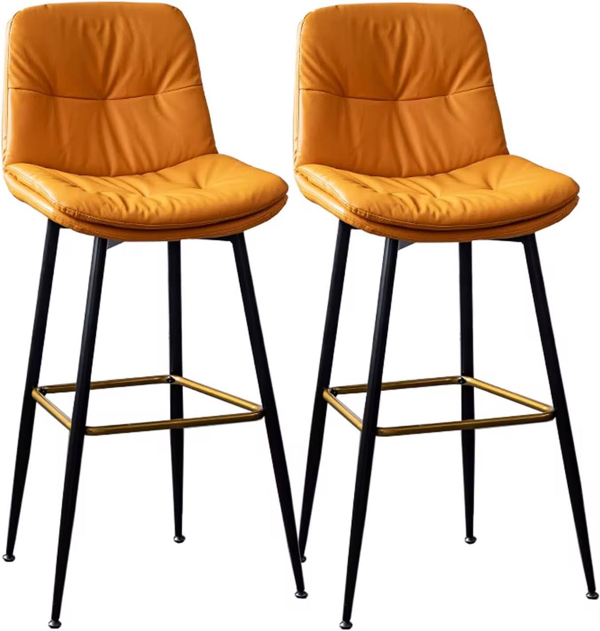 Black Faux Leather Barstools with Back