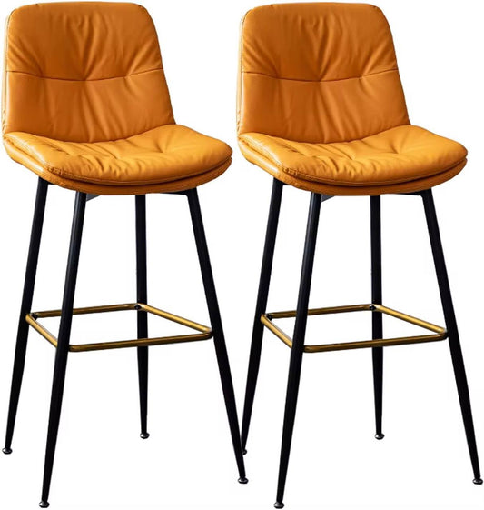 Black Faux Leather Barstools with Back