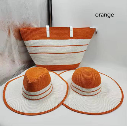 Summer Straw Woven Beach Bag and Hat
