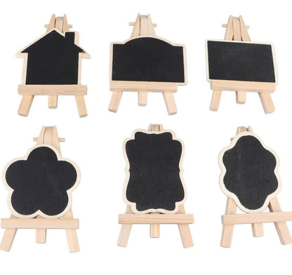 Creative multiple purposes Wood Mini Chalkboard Signs with Support Easels, Place Cards
, Small Rectangle Chalkboards Blackboard for Weddings, Birthday Parties, Table Numbers, Message Board Signs and Event Decorations