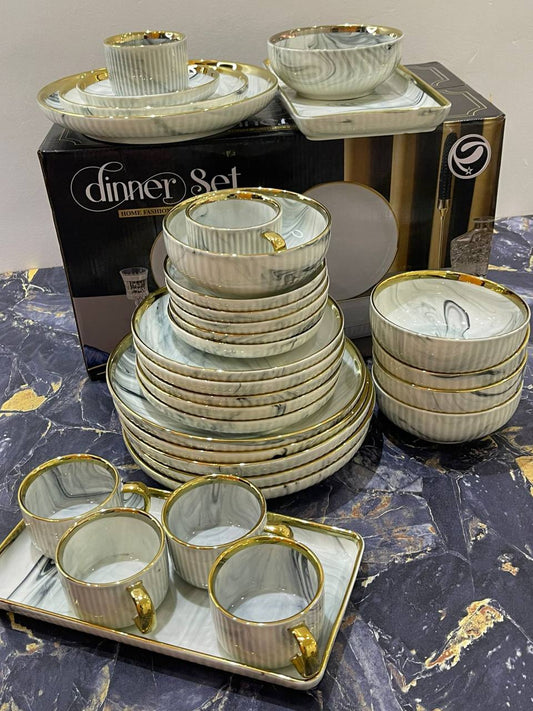 Black Marble gold dinner set