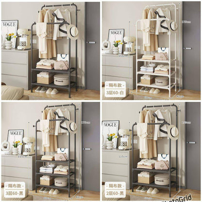 Double  Clothing Garment Rack With 3-Tier Storage Shelf