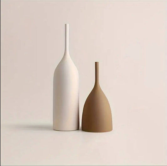 Luxury 2pc Vintage brushed decor vases