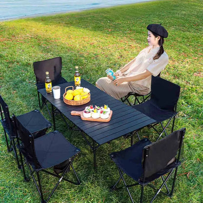 MONIFEN
Garden Folding Table And Chair Family Picnic Camping Bbq Folding Table Portable roll away 
Metallic top