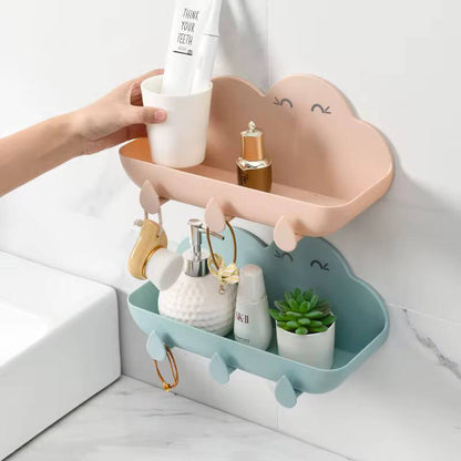 Cloud bathroom organizer set with 3 hooks and adhesive  sticker