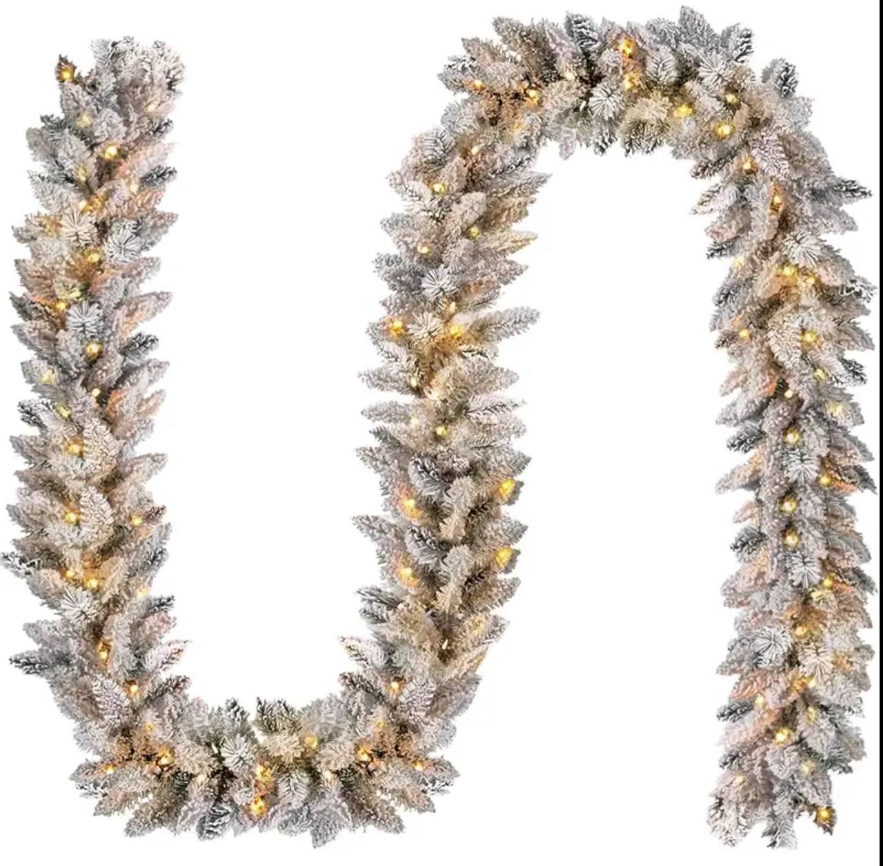 2.5M Christmas Snow Flocked Garland