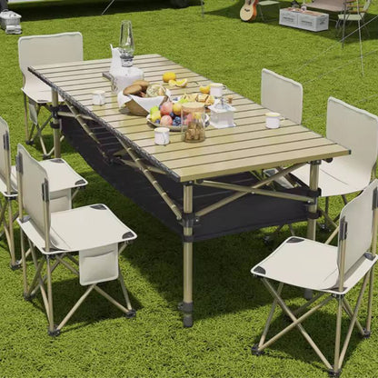 MONIFEN
Garden Folding Table And Chair Family Picnic Camping Bbq Folding Table Portable roll away 
Metallic top