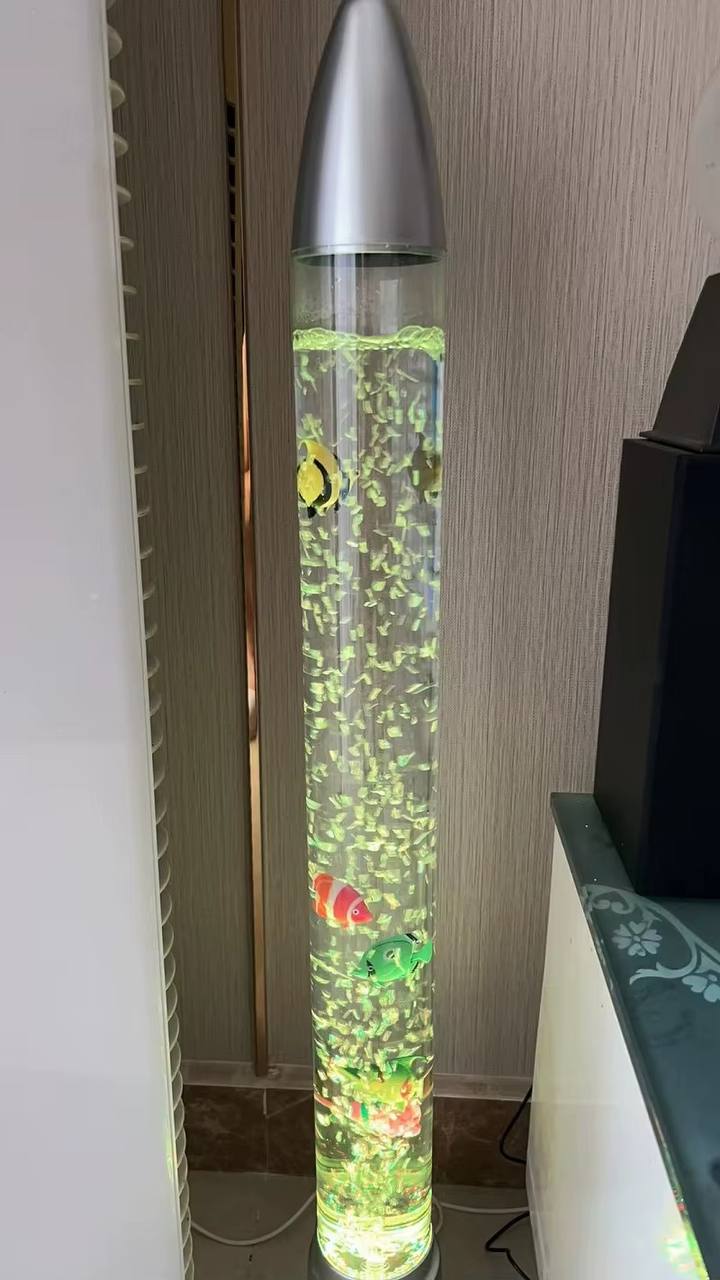 LED Deco Water Bubble Fish Tube Floor Lamp with 7 Color Changing Light Effects & 3 plastic Fish