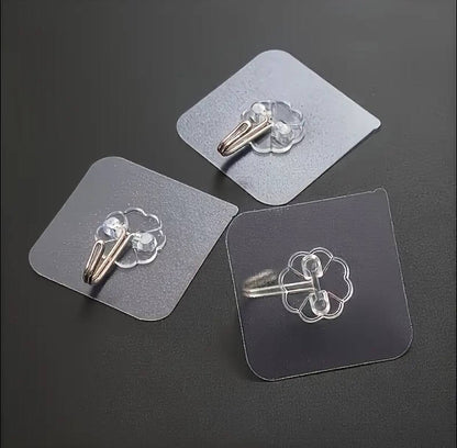 10PCS  Transparent Stainless Steel Strong Self Adhesive Hooks