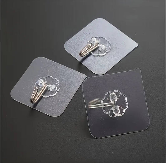 10PCS  Transparent Stainless Steel Strong Self Adhesive Hooks