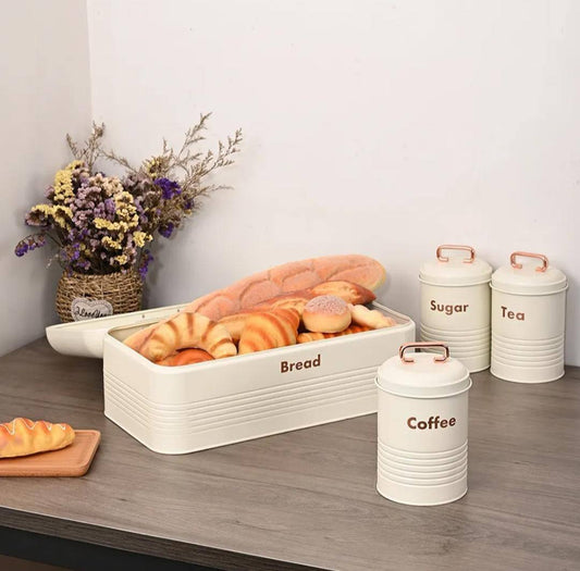 Kitchen eco-friendly bread Bin/ storage container/ coffee, tea and sugar canister set of 3pcs