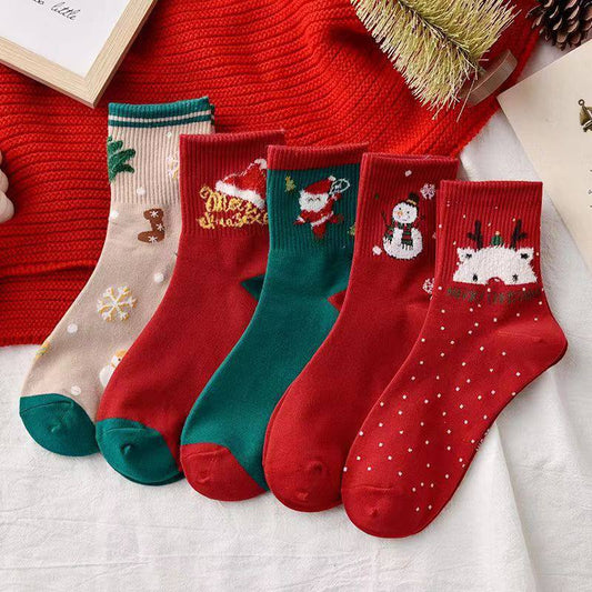 Christmas Socks Fall Winter Cartoon Santa Claus Elk Snowman Cute Xmas Socks a pair