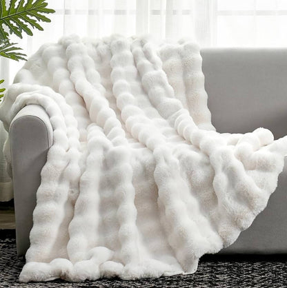 Soft Bubble Winter Throw Blanket Plain