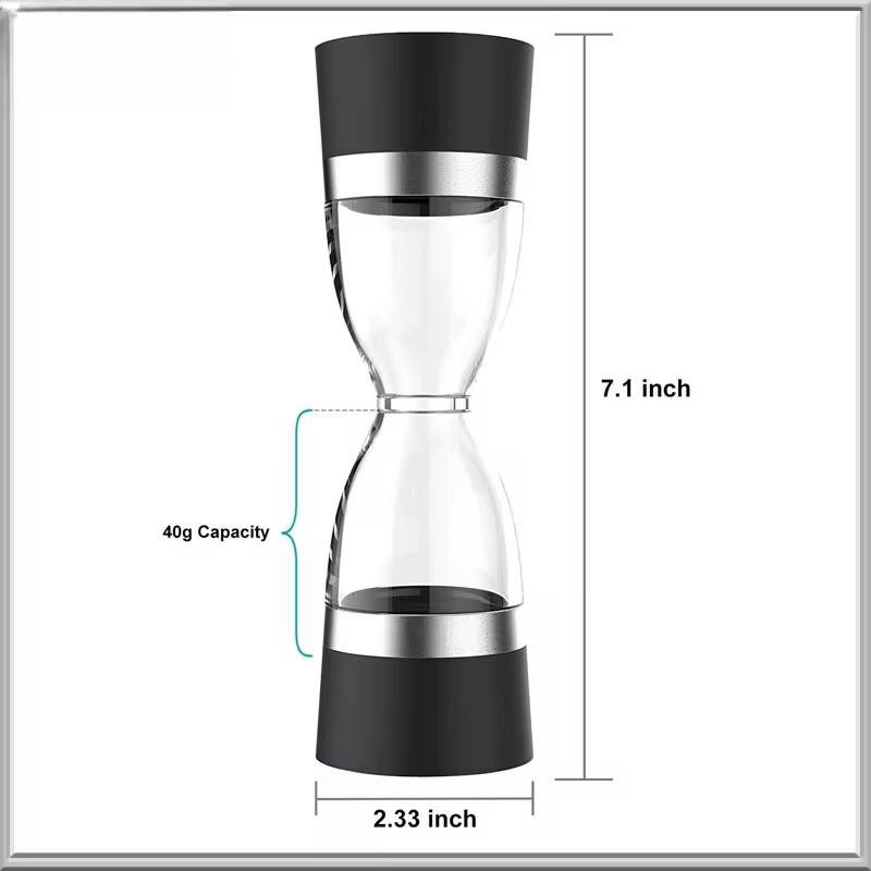 Manually adjustable thickness, hour glass 2 in 1 Dual Salt Pepper Mills,  Pepper Grinder