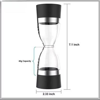Manually adjustable thickness, hour glass 2 in 1 Dual Salt Pepper Mills,  Pepper Grinder