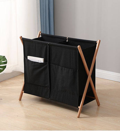 Foldable partitioned laundry basket
