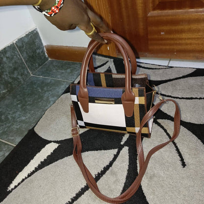 Trend fashion collision color check bag