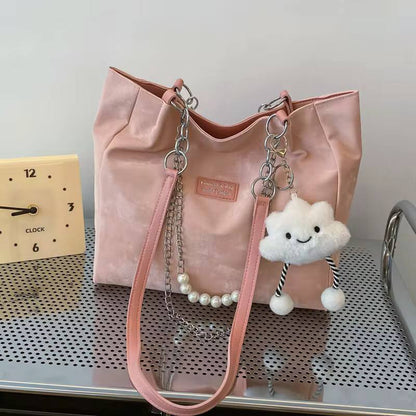 CUTE FASHION PEARL HANDBAG WITH CLOUD BAGCHARM /KEYHOLDER