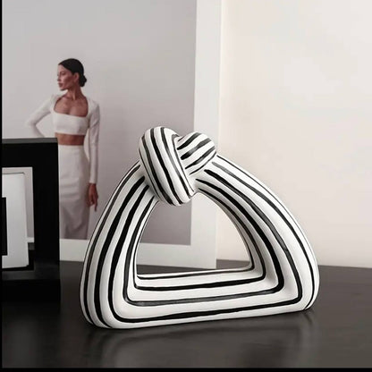 Interior creative black & white stripes knot abstract home decoration / premium  decorative ornament
