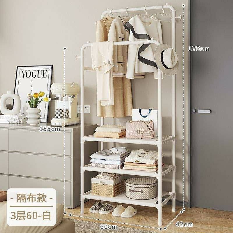 Double  Clothing Garment Rack With 3-Tier Storage Shelf