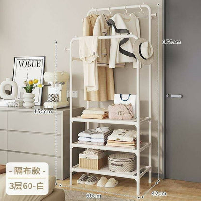 Double  Clothing Garment Rack With 3-Tier Storage Shelf