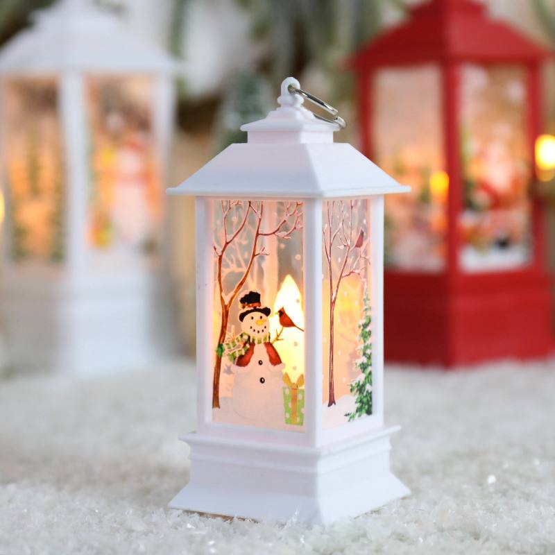 Santa Claus snowman lantern light