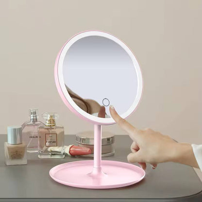 Led make up mirror storage tray