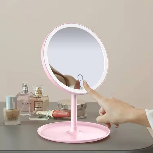 Led make up mirror storage tray