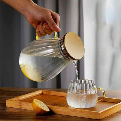 Stripped / pumpkin Transparent Teapot / Coffee /Juice/ Lemonade Jug Flower Tea Pot Hot/Cold Water Pitcher