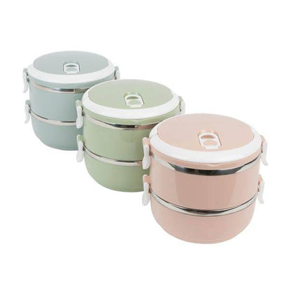 2 Layer Portable Food-Warmer School Students Lunch Box Case Thermal Insulated Container