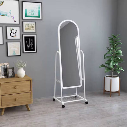 White Full Length Dressing Mirror with Wheels and shoes Rack