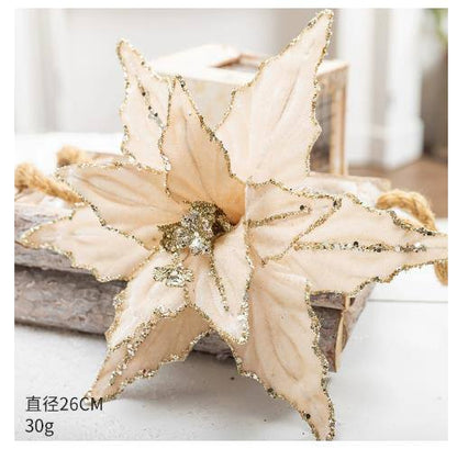 Artificial Flowers  Christmas Flower Pendant New Simulation Pattern Diy Red Multi Layered Christmas Tree Decoration