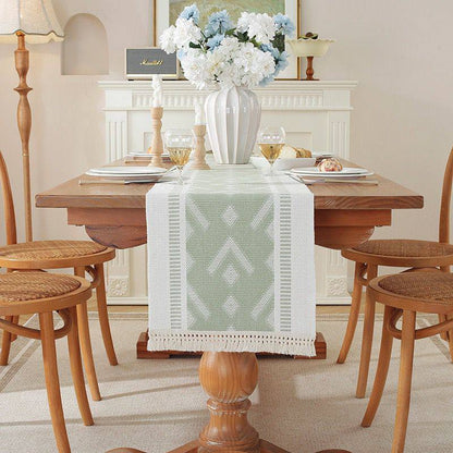 Modern Simple Tassel Cotton Linen Table Runner