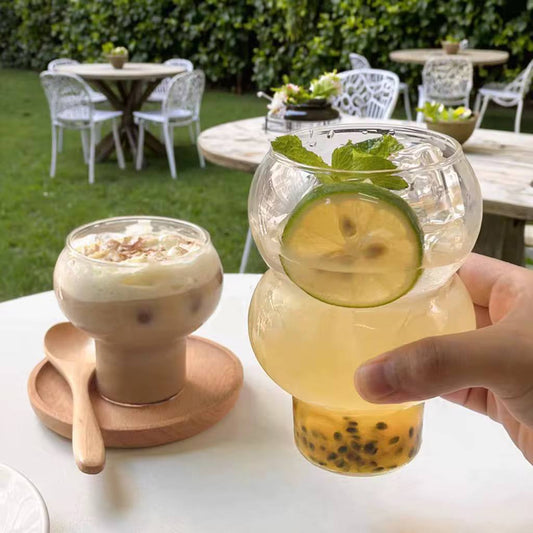 Unique Gourd shape Design glass water cup. 6pc