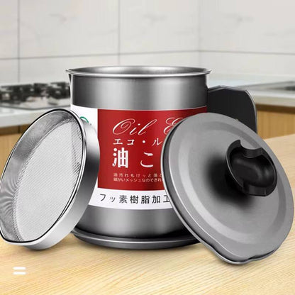 Large capacity Japanese style kitchen oil storage with oil strainer 
Capacity:1.4ltr