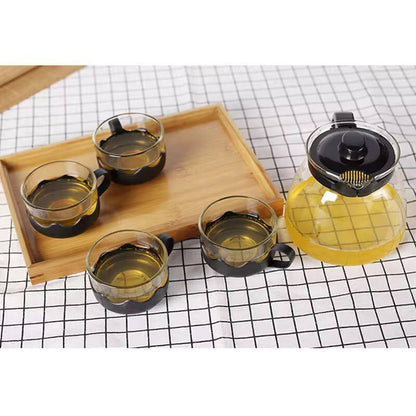 5pc Transparent Heat Resistance Glass Infuser Tea set