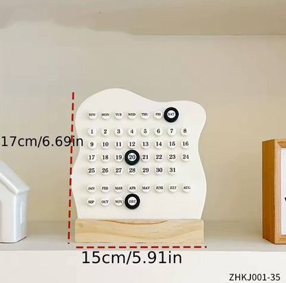 Wooden Perpetual Desktop Calendar
