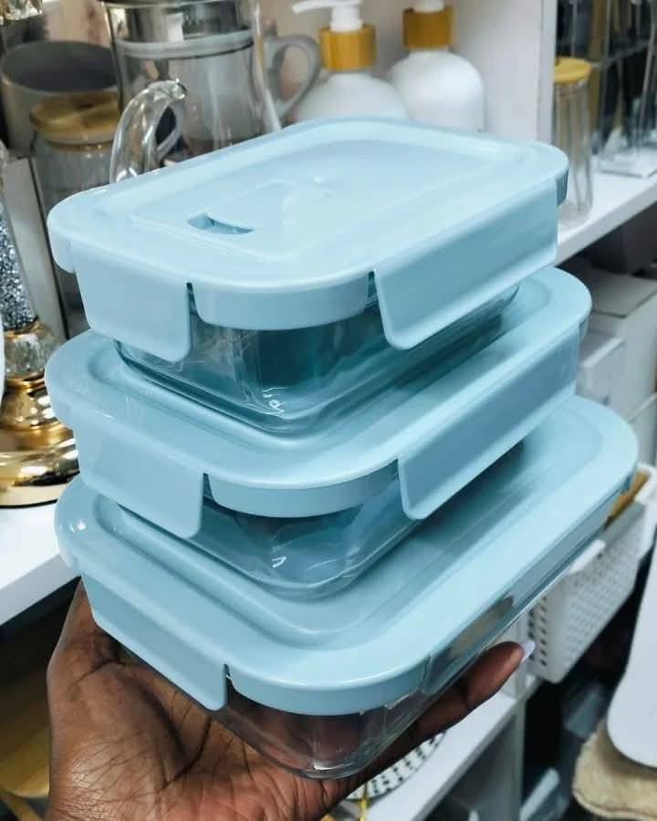 3pc high borosilicate food containers.