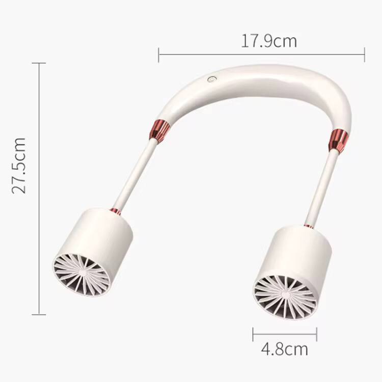 Gold Hanging Neck Small Fan USB Charging Three-speed Adjustable Summer Portable silent Outdoor Electric Neck Fan