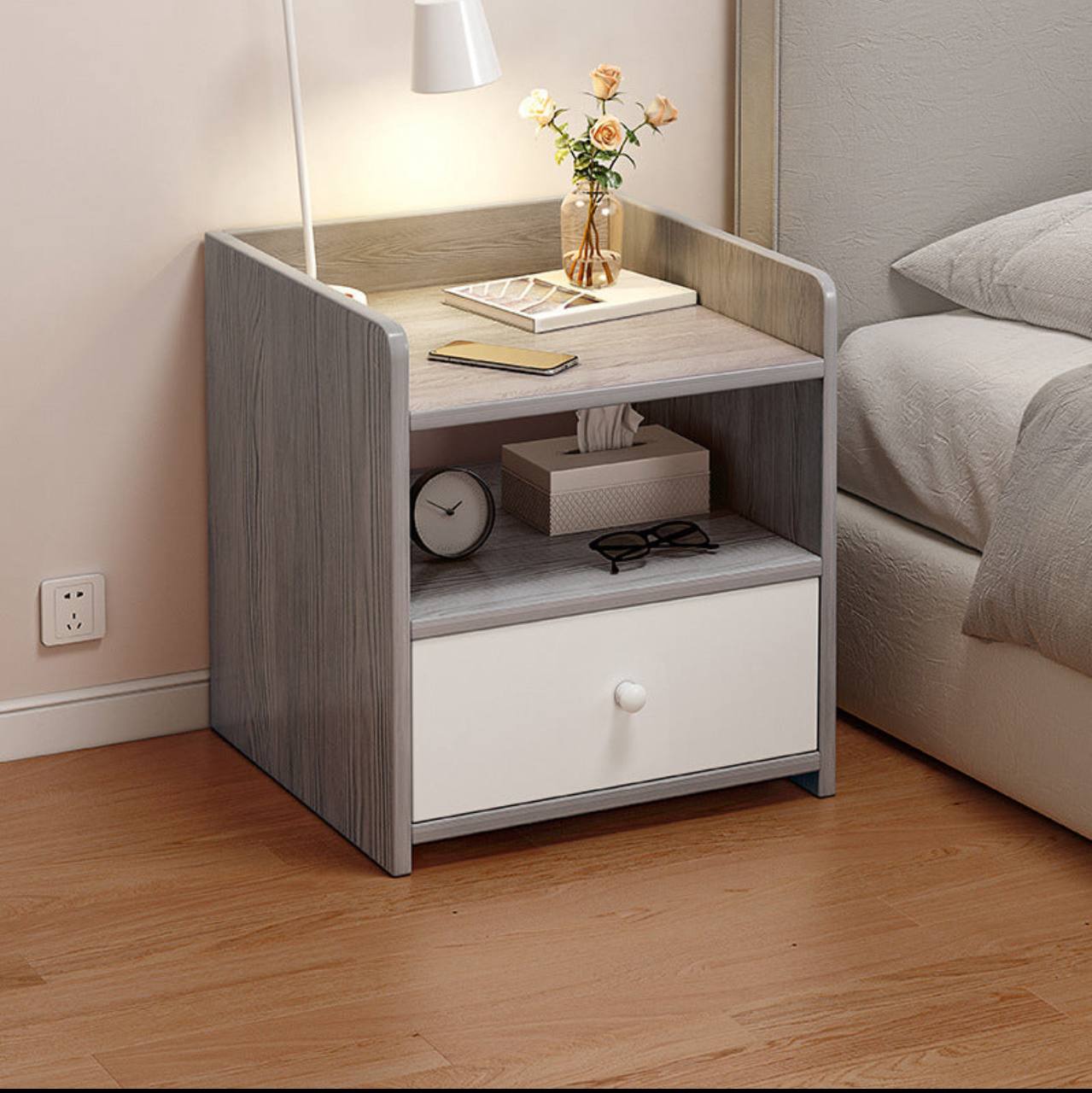 MINI BEDROOM MODERN BEDSIDE STORAGE WITH LOCKER